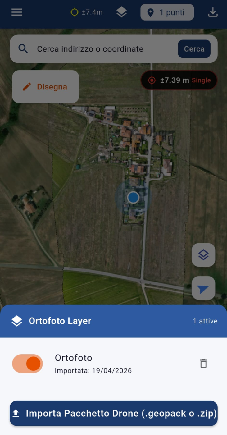 Ortofoto importata e attiva